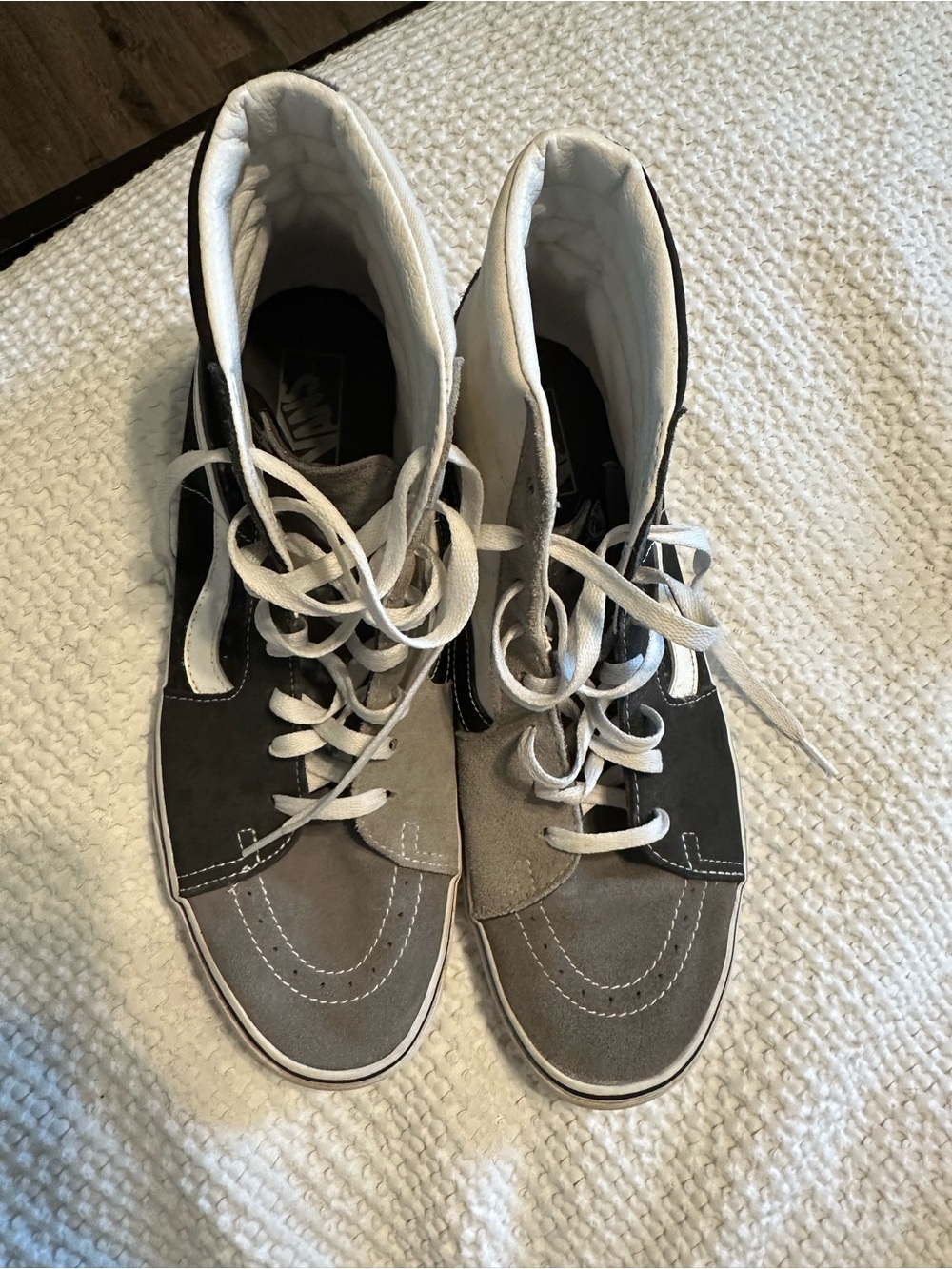 Vans High-Top Sneakers in Gray, Black and White